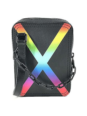Louis Vuitton LOUIS VUITTON M30332 Taiga Rainbow Danube Messenger Pochette Shoulder Bag in Leather, Unisex, Black (view 1)
