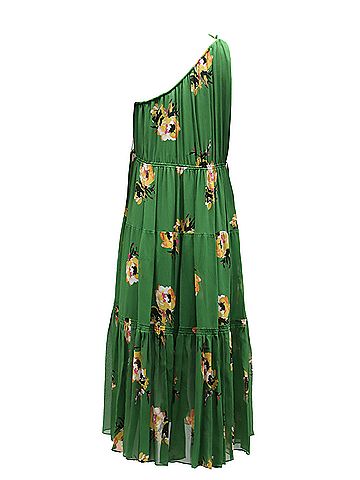 A.L.C. A.L.C. Tenley Flroal One Shoulder Dress in Green Silk (view 2)