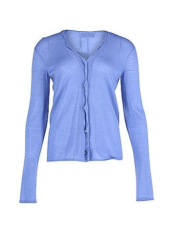 Saint Laurent Saint Laurent Scalloped Edge Cardigan in Blue Cashmere  (view 1)