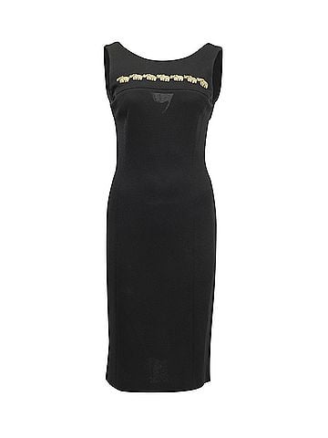 Escada Escada by Margaretha Ley Sleeveless Elephant Embroidered Dress in Black Rayon (view 1)