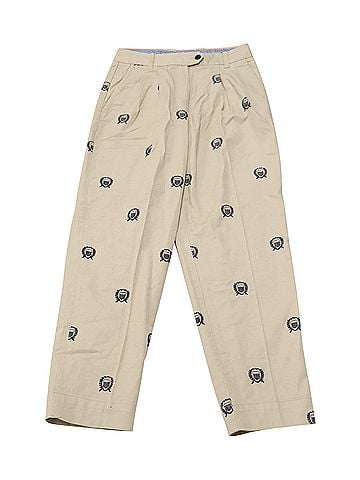 Gant Gant High-Waisted Crest Embroidery Pleated Chinos in Beige Print Cotton (view 1)