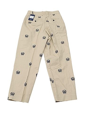 Gant Gant High-Waisted Crest Embroidery Pleated Chinos in Beige Print Cotton (view 2)