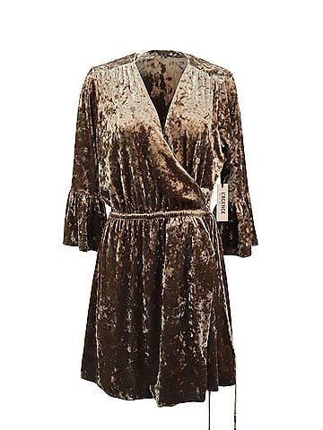 L'Agence L'agence Riley Wrap Velvet Dress in Brown Polyester (view 1)