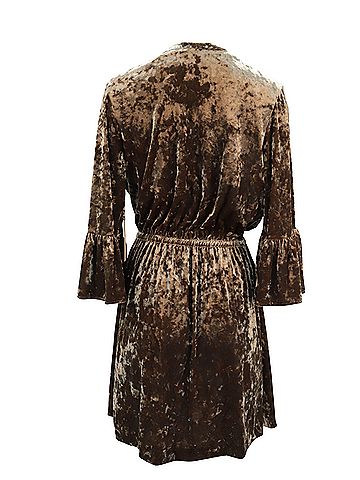 L'Agence L'agence Riley Wrap Velvet Dress in Brown Polyester (view 2)