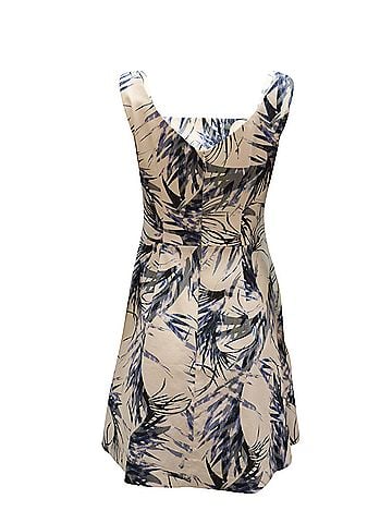 HUGO BOSS Hugo Boss Leaf Pattern A-Line Dress in White Print Cotton (view 2)