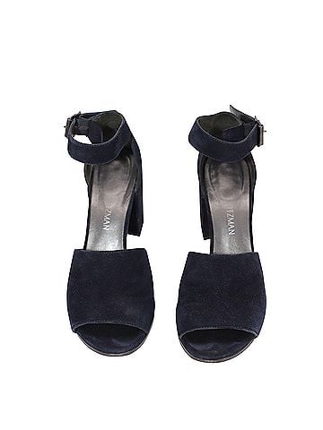 Stuart Weitzman Stuart Weitzman Soho Gal Block Sandals in Navy Blue Suede (view 2)