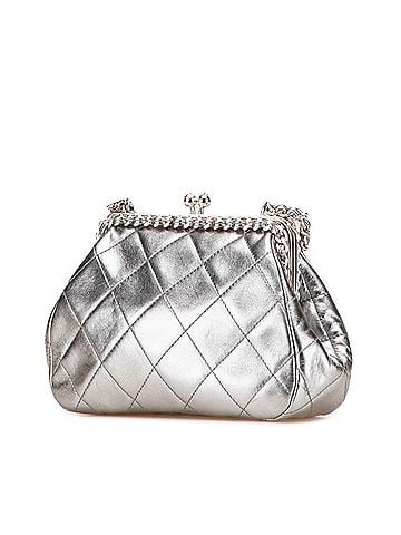 Chanel CHANEL Matelasse Coco Mark Clasp Chain Shoulder Bag in Silver Lambskin for Women (view 2)