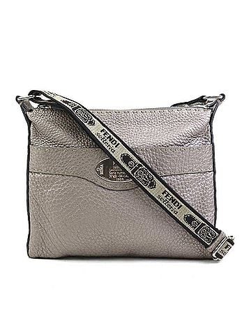 Fendi Fendi Selleria Shoulder Bag in Leather, Canvas, Metallic Gray, and Silver, Women's, 2373-8BT092, e61056a (view 1)