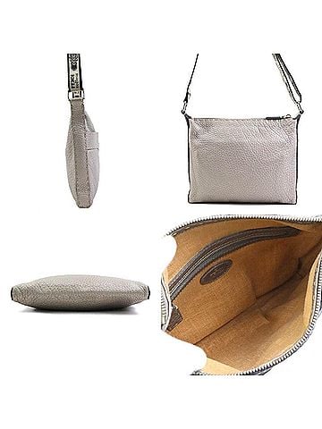 Fendi Fendi Selleria Shoulder Bag in Leather, Canvas, Metallic Gray, and Silver, Women's, 2373-8BT092, e61056a (view 2)