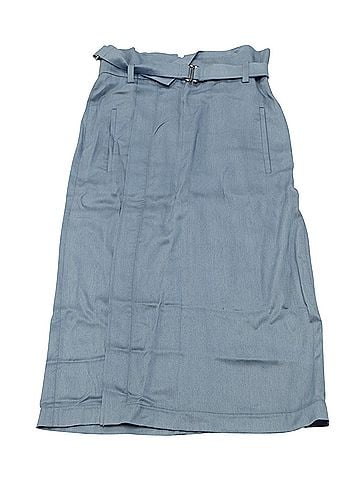 Tibi Tibi Belted Midi Skirt in Blue Lyocell (view 1)