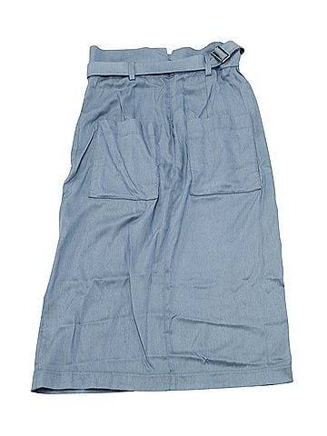 Tibi Tibi Belted Midi Skirt in Blue Lyocell (view 2)