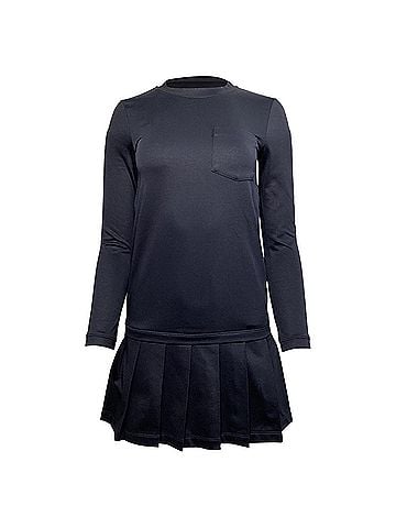 Thom Browne  Thom Browne Pleated French Mini Dress in Navy Blue Cotton (view 1)