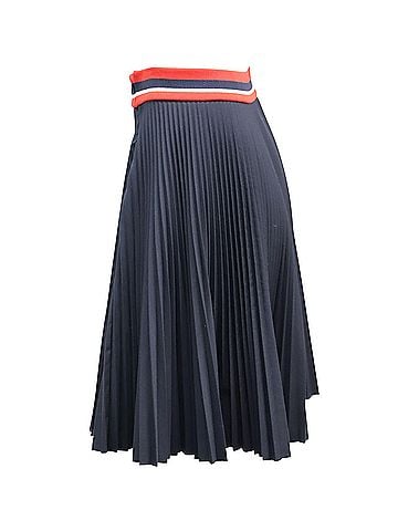 Prada Prada Pleated Skirt in Navy Blue Polyester (view 2)