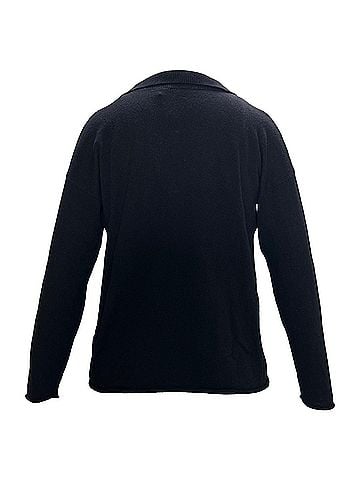 Iris & Ink Iris & Ink Collared V-Neck Sweater in Black Wool (view 2)