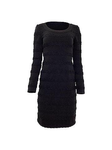 Alaïa Alaia Long Sleeve Mini Dress in Black Virgin Wool (view 1)