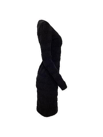 Alaïa Alaia Long Sleeve Mini Dress in Black Virgin Wool (view 2)