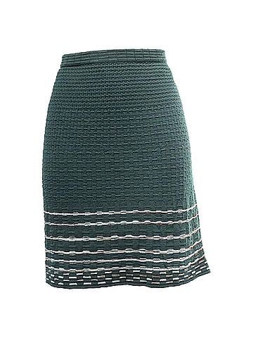 Missoni Missoni Knitted Stripe-Accent Mini Skirt in Olive Viscose (view 1)