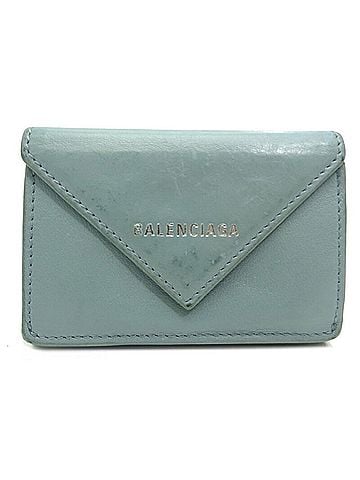 Balenciaga Balenciaga Paper Wallet Women's Tri-fold 3991446.4005 Leather Pastel Light Blue (view 1)