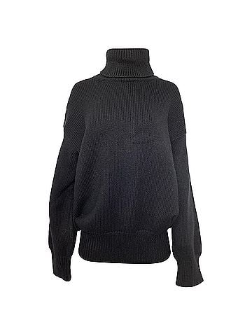 The Row The Row Turtleneck Sweater in Black Merino Wool (view 1)