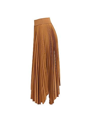 Joseph  Joseph Ade Pleated Midi Skirt in Brown Polyester (view 2)