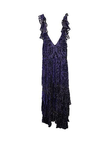 Peter Pilotto Peter Pilotto Ruffled Cocktail Dress in Violet Viscose (view 2)