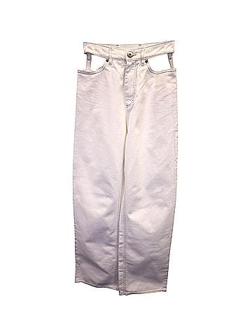 Maison Margiela Maison Margiela Cut Out Pocket Jeans in White Cotton (view 1)