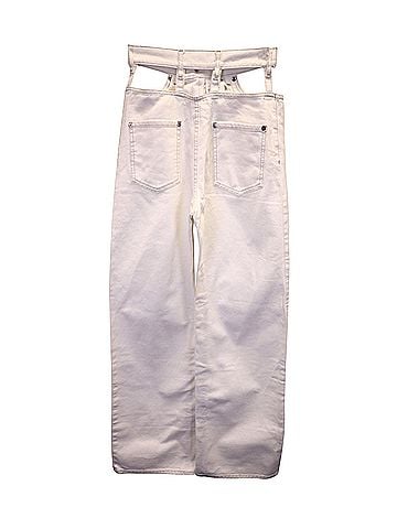 Maison Margiela Maison Margiela Cut Out Pocket Jeans in White Cotton (view 2)