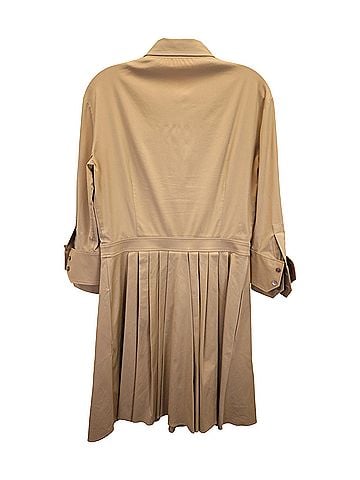 Michael Kors Michael Kors Pleated Shirt Dress in Beige Cotton (view 2)