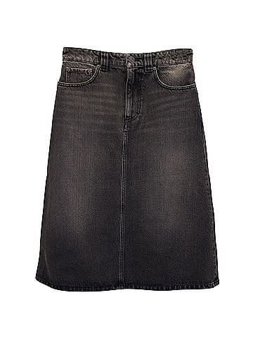 Balenciaga Balenciaga A-line Midi Denim Skirt in Dark Grey Cotton (view 1)
