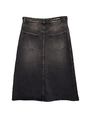 Balenciaga Balenciaga A-line Midi Denim Skirt in Dark Grey Cotton (view 2)
