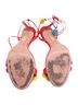 Aquazzura 100% Suede Multi Color Aquazzura Pom Pom Lace up Sandals in Red Raffia Size EU 37 1/2 - photo 4