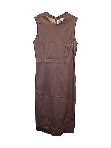 Iris & Ink Iris & Ink Carrie Stretch Midi Dress in Brown Leather (view 1)