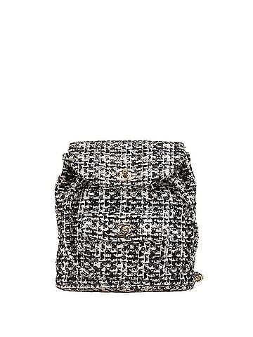 Chanel Chanel Matelasse Coco Mark Gold Hardware Chain Backpack Black White Tweed Sequins Women's CHANEL (view 1)