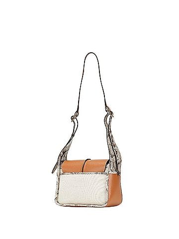 Tod's Tod's T Timeless Python Embossed Shoulder Bag in Ivory and Brown Leather Canvas for Women (view 2)