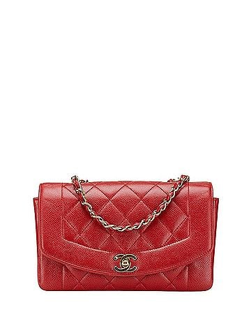 Chanel CHANEL Diana Coco Mark Chain Shoulder Bag in Red Caviar Skin for Women (view 1)