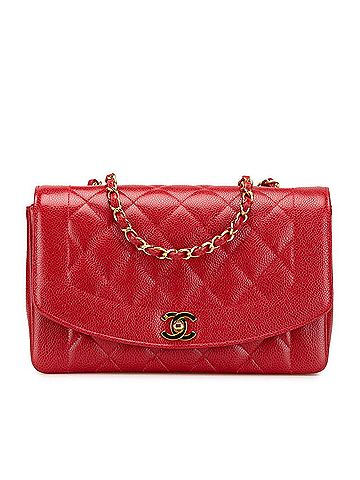 Chanel CHANEL Matelasse Coco Mark Diana Flap Chain Shoulder Bag in Red Caviar Skin for Women (view 1)
