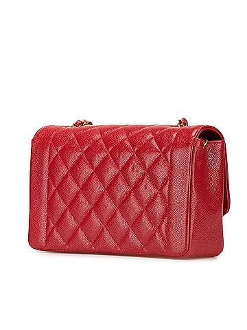 Chanel CHANEL Matelasse Coco Mark Diana Flap Chain Shoulder Bag in Red Caviar Skin for Women (view 2)