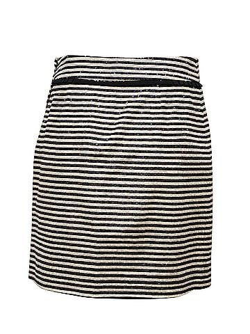 Kate Spade New York Kate Spade Striped Sequined Skirt in Black and White Silk (view 2)
