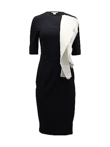 Antonio Berardi Antonio Berardi Contrast Ruffle Sheath Dress in Black Acetate (view 1)