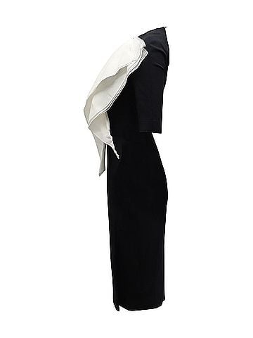 Antonio Berardi Antonio Berardi Contrast Ruffle Sheath Dress in Black Acetate (view 2)