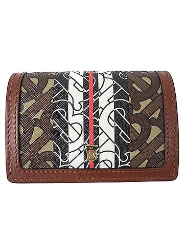 Burberry BURBERRY TB All-Over Print Compact Chain Wallet, Leather Bifold Brown, Women's (view 1)