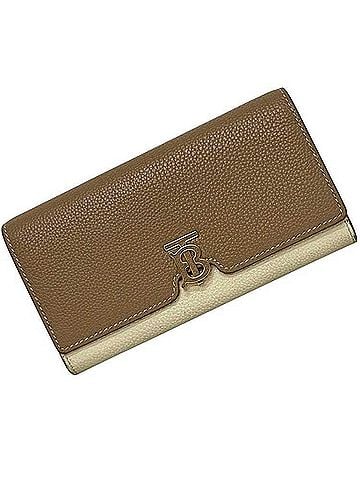 Burberry Burberry bifold long wallet f-24432 beige brown TB 8059622 1 leather BURBERRY two-tone men's women's (view 2)