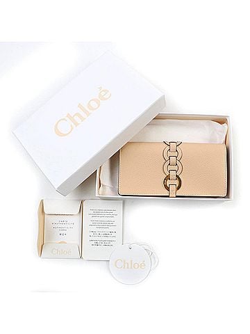 Chloé Chloé Chloe Darryl Sandy Beige Leather Wallet with Logo Hardware, CHC21SP115E04284, Bifold Wallet, Long Box and Dust Bag Included, Made in Spain (view 2)