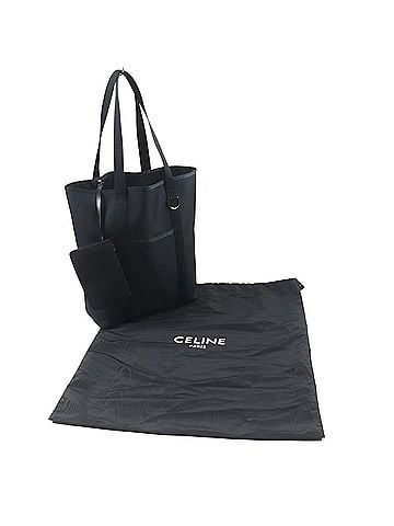 Céline CELINE 11008 Trekking Vertical Cabas Logo Nylon Tote Bag with Pouch, Black, Dust Bag, Made in Italy, Men's (view 2)