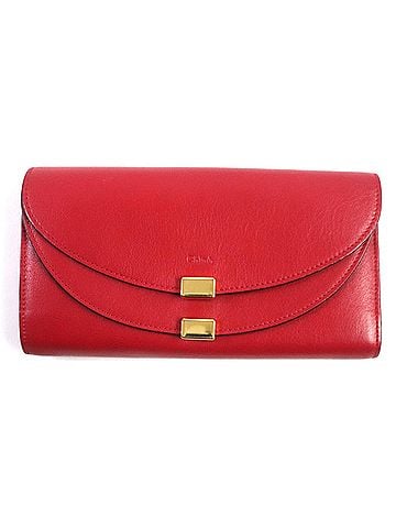 Chloé Chloé Chloe GEORGIA 3P0284 Leather Double-Flap Bi-Fold Long Wallet in Red with Gold Hardware, Box and Dust Bag Included, Made Spain (view 1)