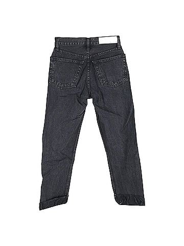 RE/DONE Re/Done 70s High-Waisted Straight-Leg Jeans in Grey Cotton (view 2)