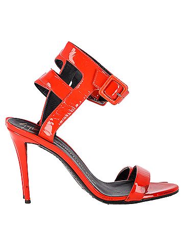 Giuseppe Zanotti  Giuseppe Zanotti High Ankle Strap Sandal Heels in Red Patent Leather (view 1)