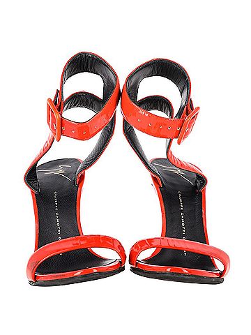 Giuseppe Zanotti  Giuseppe Zanotti High Ankle Strap Sandal Heels in Red Patent Leather (view 2)