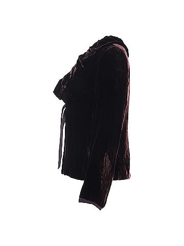 maxmara Max Mara Frilled Collar Bow Blazer in Burgundy Velvet (view 2)
