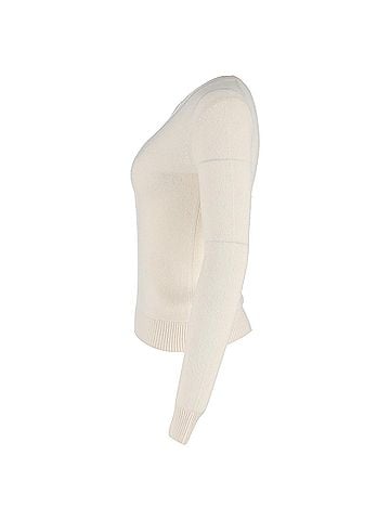 Theory Theory Knitted V-Neck Sweater in Cream Wool (view 2)